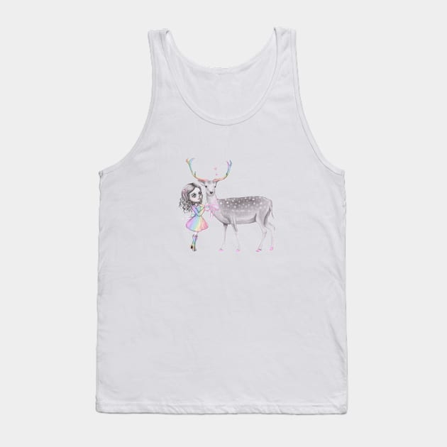 Deer and the girl Tank Top by mapetitepoupee